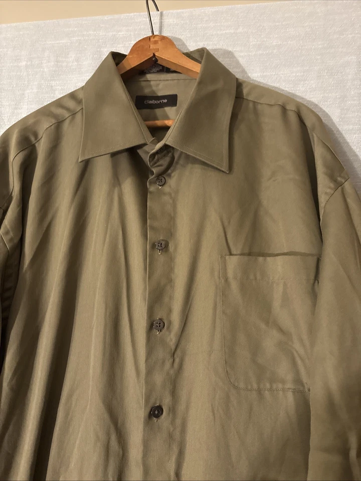 Claiborne Men’s Dress Shirt Gray Long Sleeve French Cuff Sz 19 (38/39) NWOT - Image 2 of 4