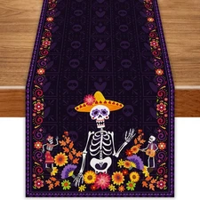 Dia De Los Muertos Table Runner Day of The Dead Altar Kitchen Dining Table De...