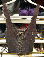 American Eagle Outfitters Olive Green Velvet Lace-Up Corset Top Women’s 2XS