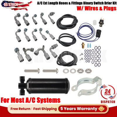 A/C Ext Length Hoses & Fittings Binary Switch Drier Repair Kit For R134a/R12 A/C