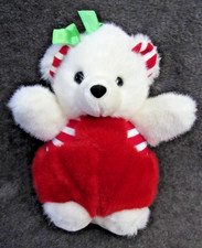 Vtg 1989 Soft Baby Red White Christmas Bear Overalls Fiesta Concession 9" New