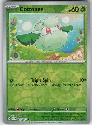 Pokemon TCG Cottonee Common Reverse Holo SV: Prismatic Evolutions 007/131