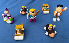 Vintage FLINTSTONES Figurines PVC Lot of 7 Fred's car Dino Drums Barney's car HB