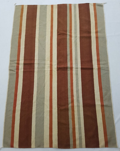 Vintage Handmade Traditional Honeycomb Striped Kilim Floor Rug Carpet 198x138 cm