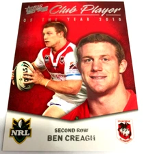 2011 NRL STRIKE CARD CLUB PLAYER OF YEAR CHASE CARD CP28-BEN CREAGH-DRAGONS