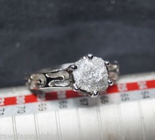 2.10 cts Natural Gray rough diamond ring, Uncut raw diamond ring, 925 silver NR0