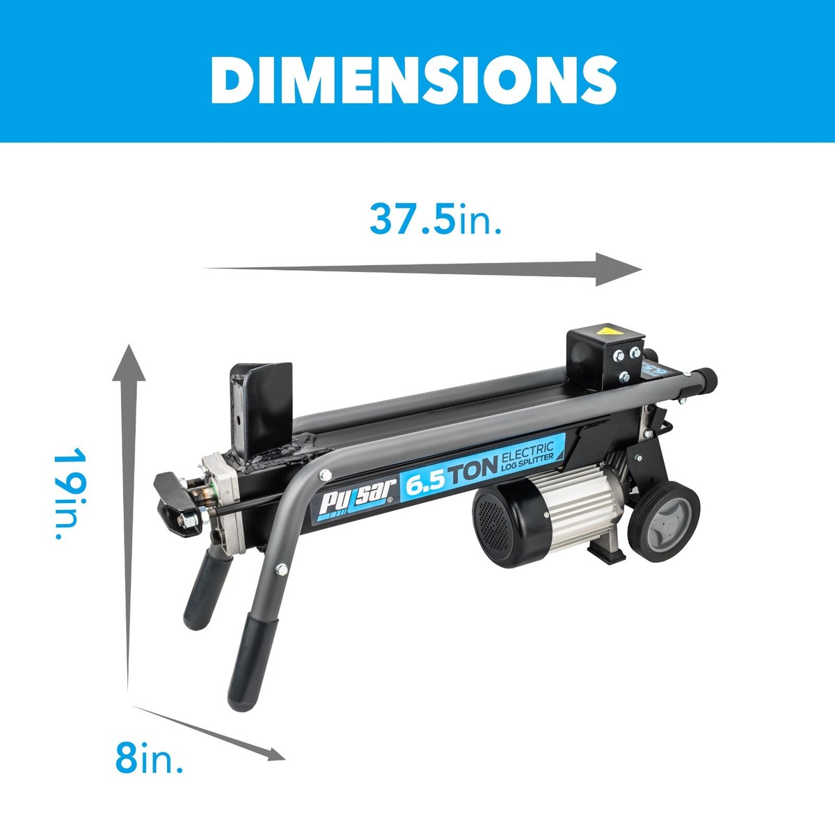 Pulsar 6.5 Ton Log Splitting Force 6in Wheels 120V Motor Yard Tool