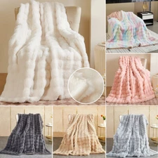Luxury Faux Fur Throw Blanket Cozy Warm Fluffy Fuzzy Blanket for Couch Bed Sofa