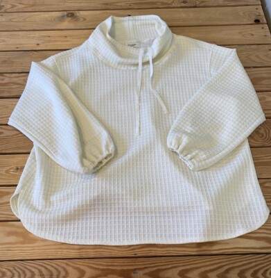 Max Studio Women s Waffle Knit Cowl Neck Top Size 2X White CE