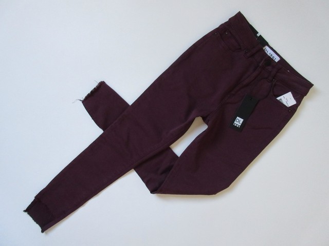 DL1961 Chrissy in Rouge Noir Wine High Waist Raw Step Hem SKINNY Jeans 24 for sale online | eBay