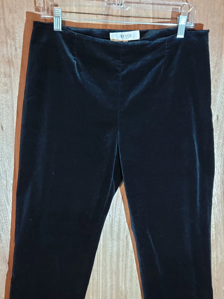 Estilo París Cremallera Lateral Terciopelo Vestido Pantalones Mujer 11 Slim Cónico Frente Plano Negro Foto 4 de 4