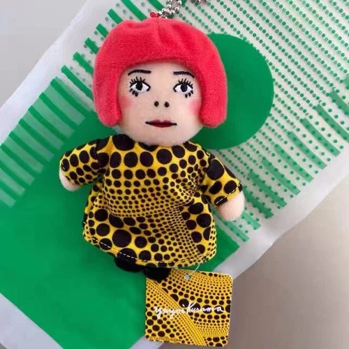 HOT Yayoi Kusama Soft Mascot Plush Keyring Keychain yellow Japan NEW - Picture 2 of 3