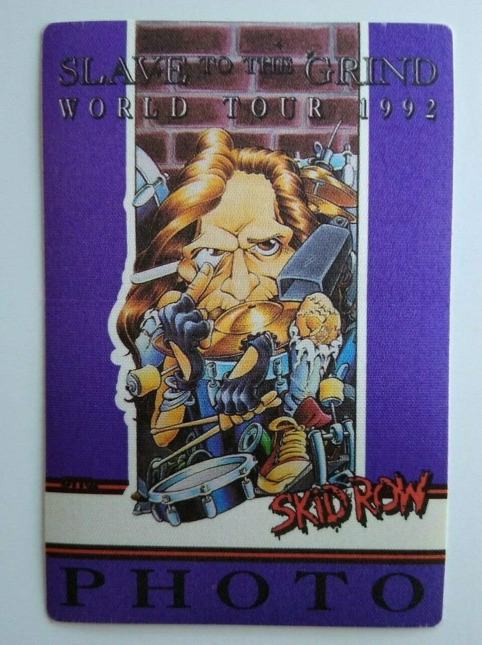 Skid Row Backstage Pass Original 1992 Slave To The Grind Tour Hard Rock Purple