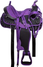 10" Western Horse Saddle Synthetic Cordura Trail Barrel Tack Set Black Free Ship