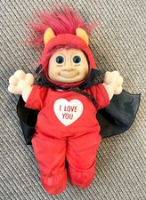 Vintage Russ Troll Kidz Red Hair Devil Cape Doll Valentine I Love You Plush 12  