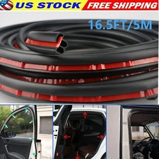 For Toyota 16.5Ft 2 in 1 Car B-Shape Door Edge Seal Strip Rubber Edge Strip Seal