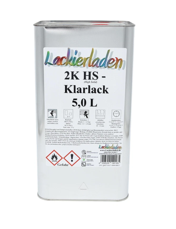 SET 2K HS Klarlack 2:1 inkl. Härter normal 7,5 L | 5,0 L Klarlack 2,5 L Härter - Bild 2 von 4