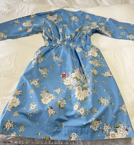 No. 21 | SZ 46 US L |Floral Blue Fantasia Midi Long Sleeve Side Slit Shirt Dress - Picture 13 of 15