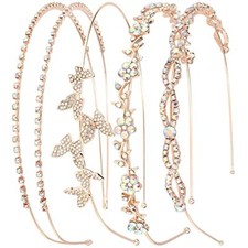 4 Pack AB Rhinestone Headbands Rose Gold Metal Rose gold band  AB rhinestones