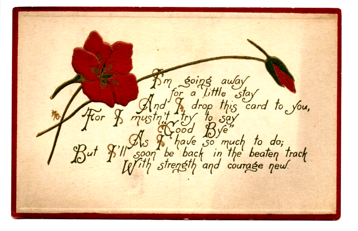 Antique Postcard Goodbye Message Arts Crafts Flowers Prince