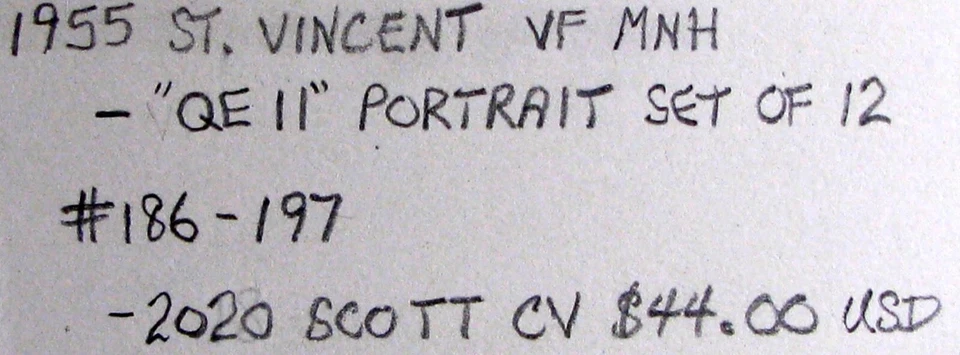 1955 ST. VINCENT #186-197: VF MNH 'QE II' portrait set of 12 complete - Image 2 of 2