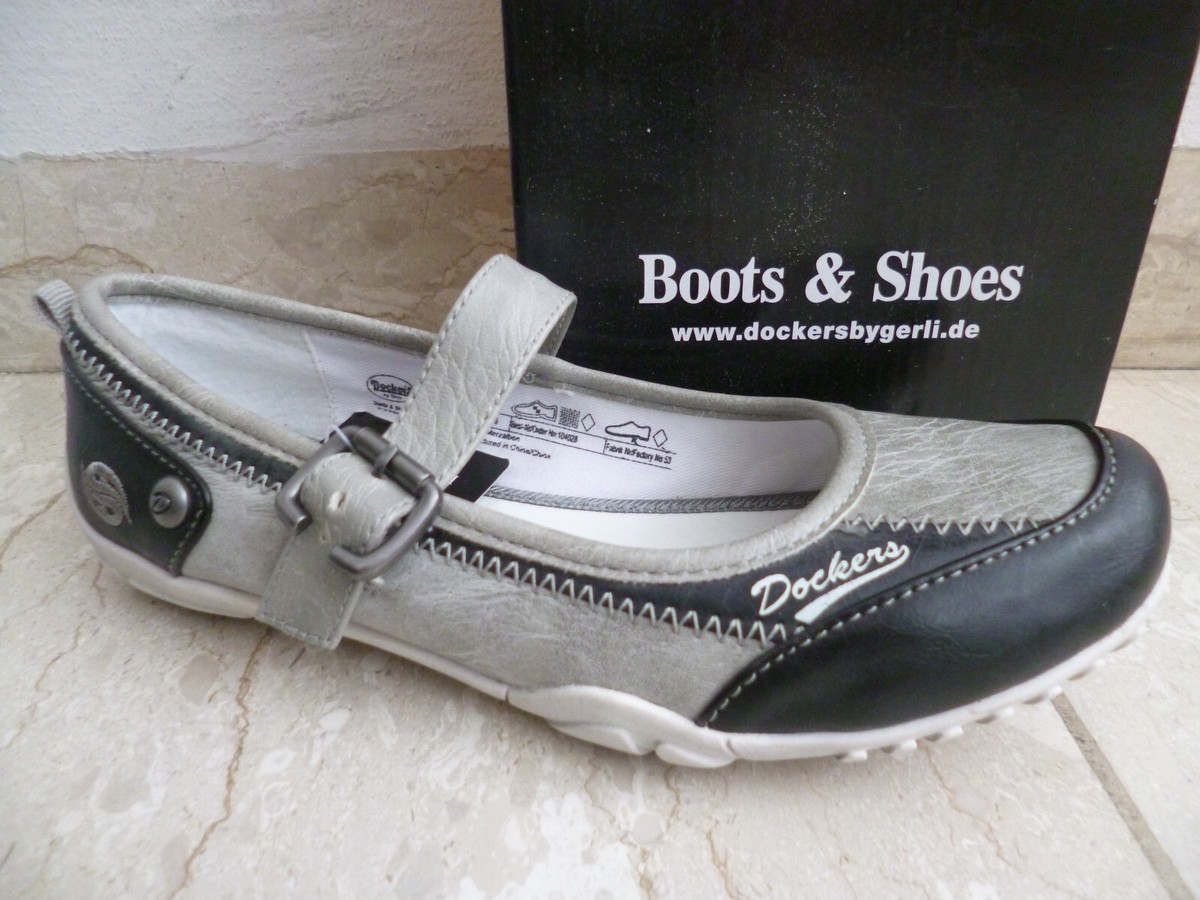 Dockers Mädchen Ballerina Slipper Schuhe grau schwarz NEU