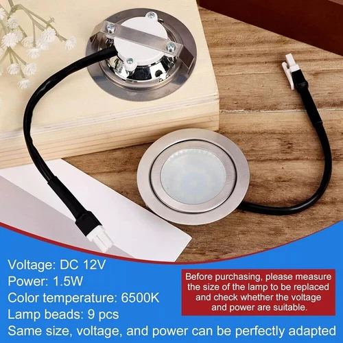 6500K Round Range Hood Light Bulbs Stainless Steel Range Hood LED Light DC 12V - Picture 7 of 14