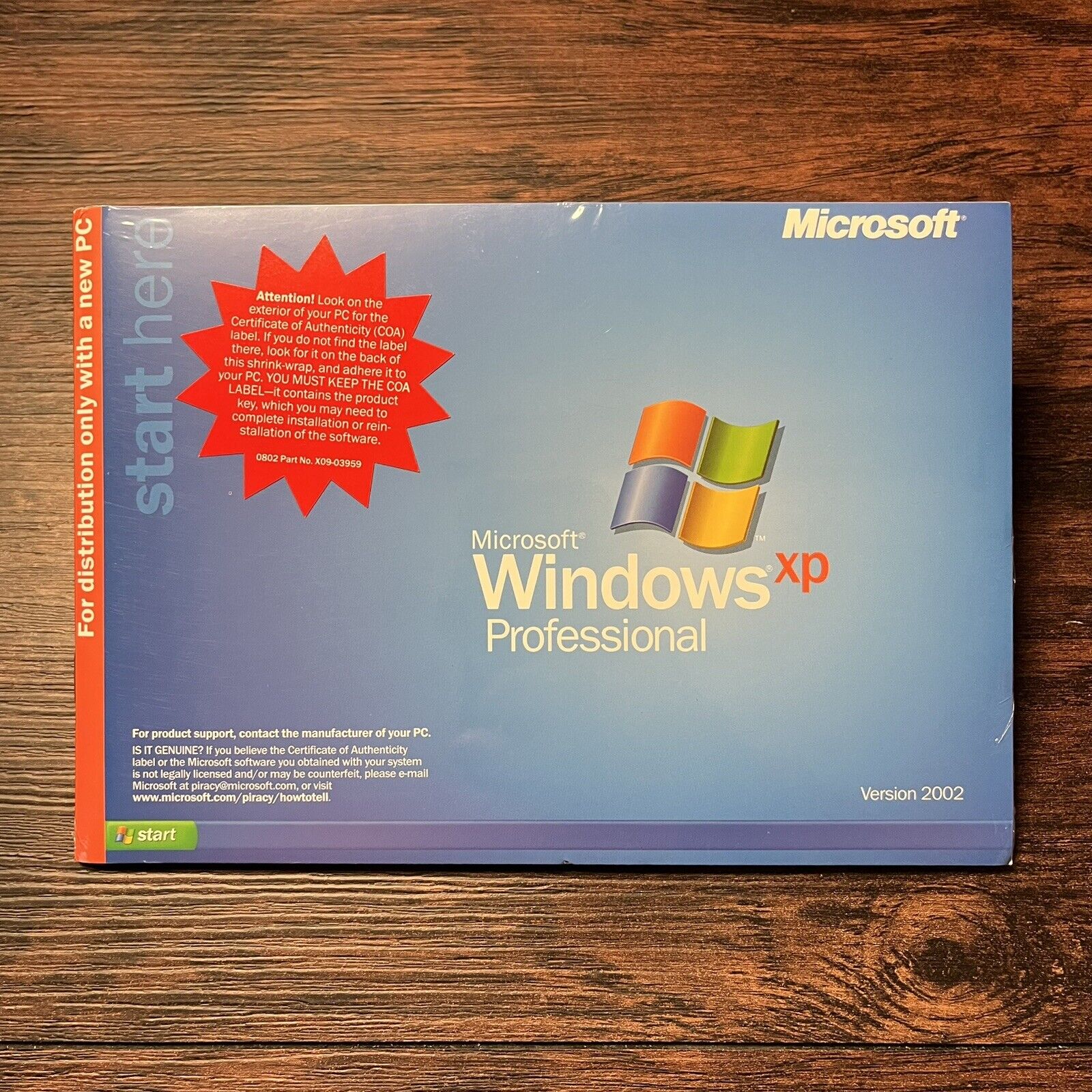 CD professionnel Microsoft Windows XP scellé 2002 SP1 NÉCESSITE CLÉ - NON  INCLUS