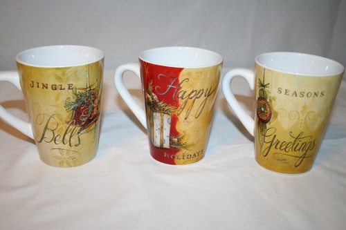 3 Oneida Seasons Greetings 10 oz Coffee Mugs