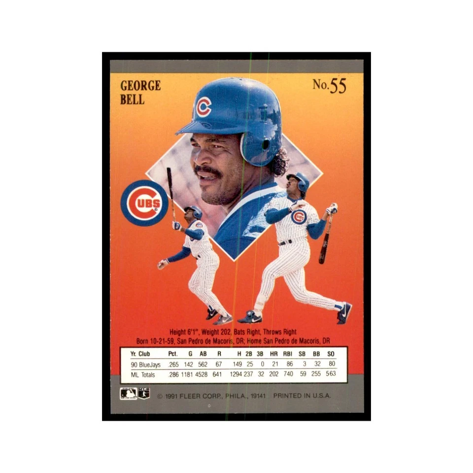 George Bell 1991 Fleer Ultra #55 Baseball Cards Baseball Card NM - Image 2 of 3