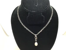 Silpada Sterling Pearl Pendant on Double Chain 18” Toggle Clasp 20mm Pearl Fancy