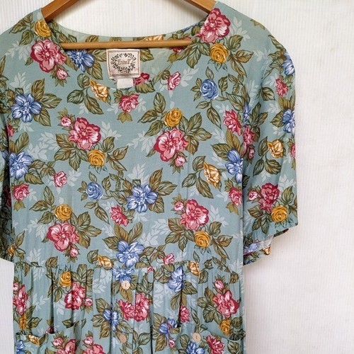 VINTAGE Erika II bright floral printed house dress cottagecore - Picture 6 of 12