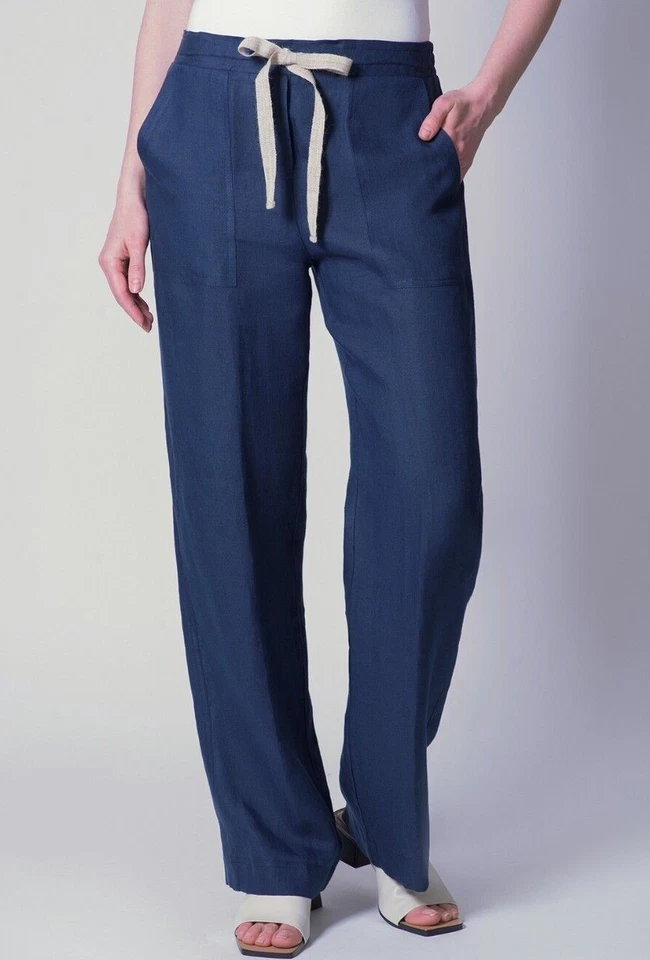 1stAmerican Pantalone da Donna 100% Puro Lino Made in Italy Pantalaccio Estivo - Immagine 3 di 4