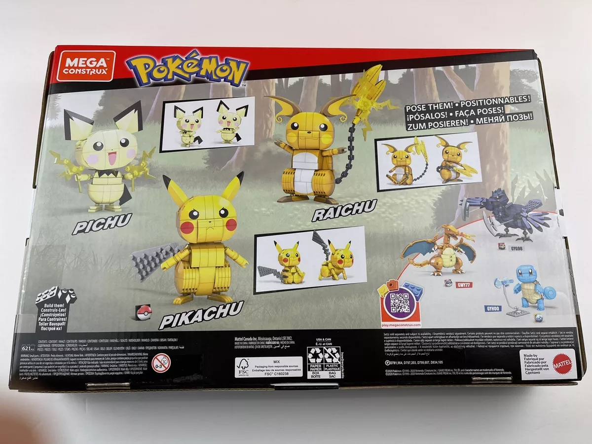 MEGA Pokemon Build & Show Pikachu Evolution Trio Construction Set, Building  Toys for Kids