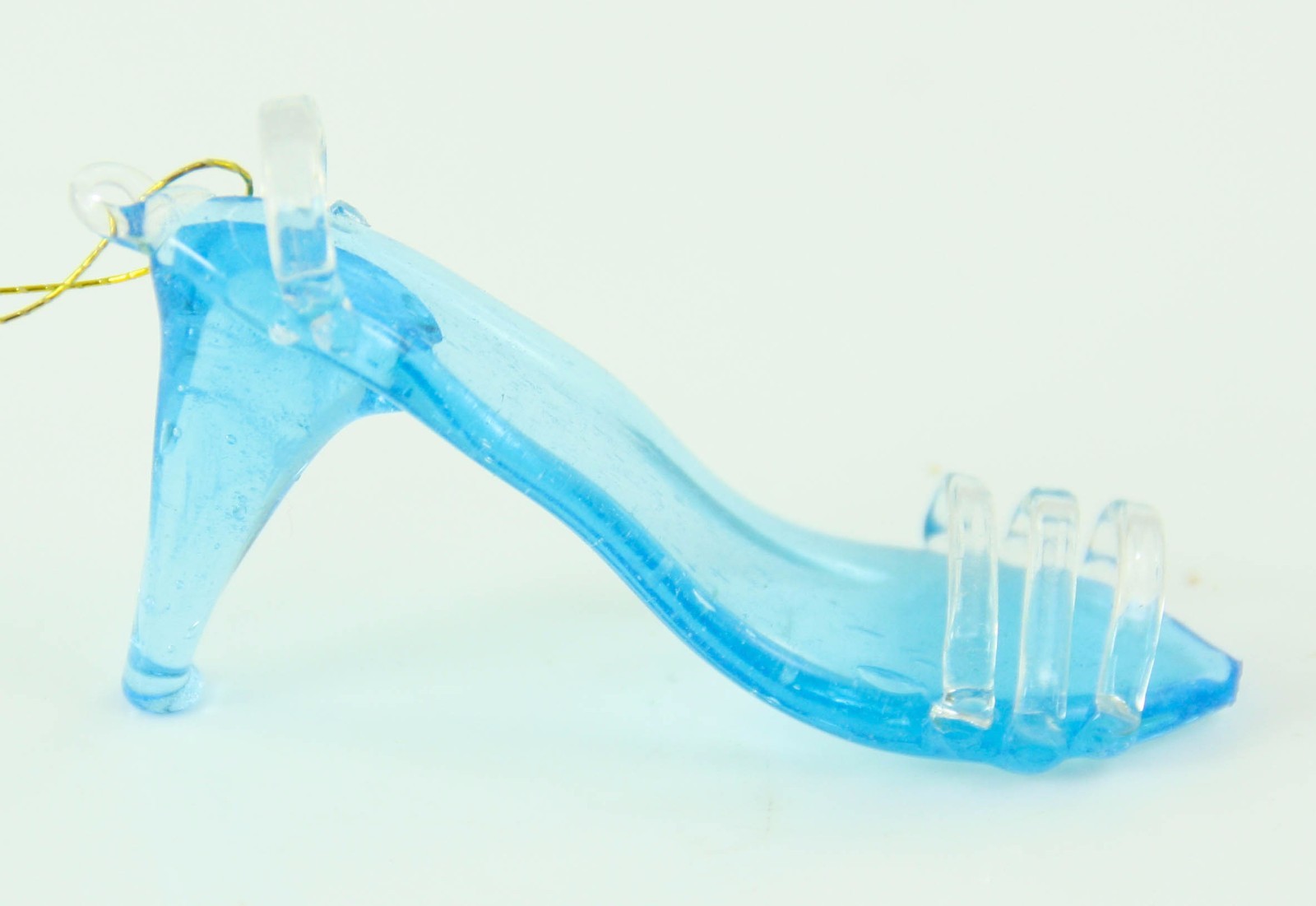 Blue Glass Cinderella Slipper Shoe Christmas Tree Ornament Holiday Decoration  