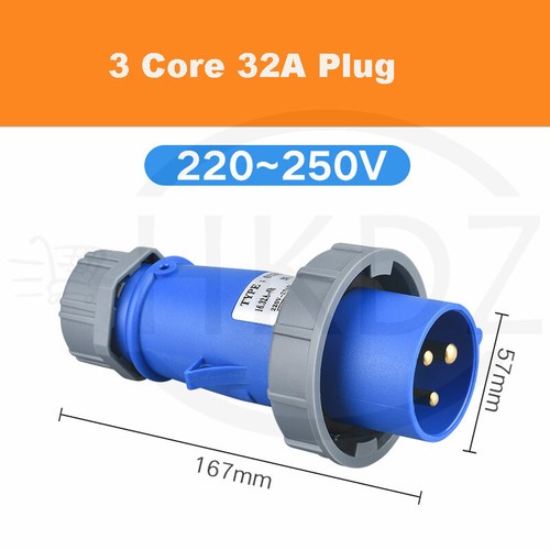 Blue Red Industrial Plug and Sockets IP67 Camping Caravan Lead 220V-415V 16A/32A - Picture 19 of 57