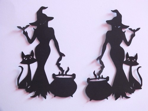 10 HALLOWEEN WITCHES GHOSTS CAT COLDRONS BROOMS DEVILS MONSTER 160gsm cardstock - Picture 43 of 47