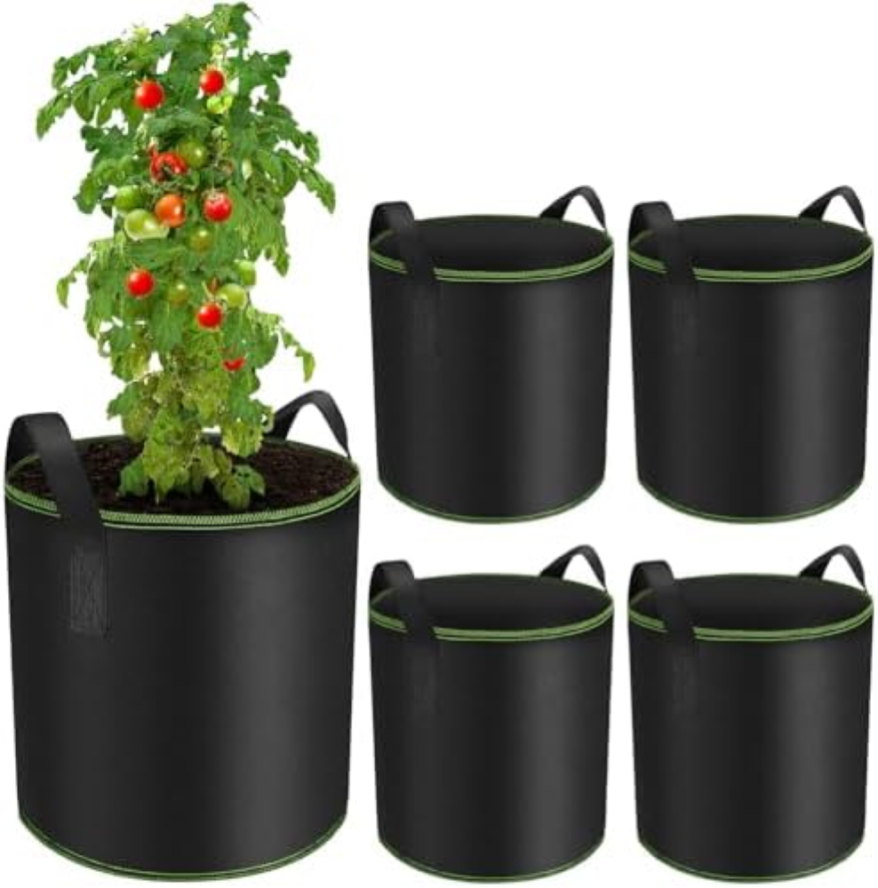 5 Pezzi Sacchi Tessuto non Tessuto per Piante, 20L Sacchi per Orto, Vasi per Pia