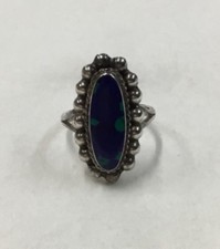Vintage Mexico Taxco 925 Stamped Sterling Silver SZ 6 Oval Shaped Azurite Ring