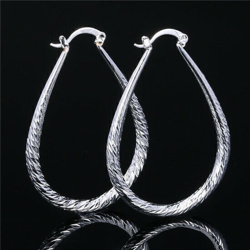 Women 925 Silver Ear Stud Hoop Dangle Earrings Wedding Bridal Jewelry