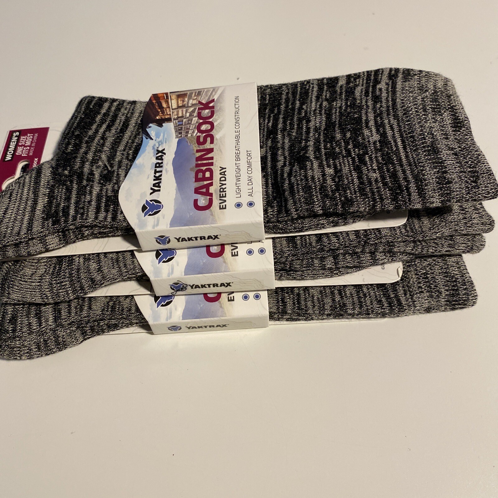 3 Pairs Yaktrax Women's Cabin Socks Grey One Size Fits Most All Day Comfort New
