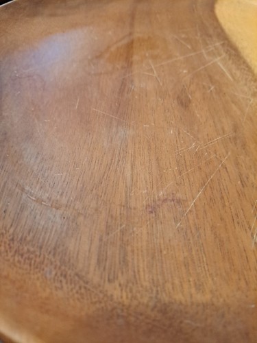 Round Wood Serving Tray Wooden Plate Monkey Pod Charcuterie Dishes Vintage 12" - Picture 8 of 8