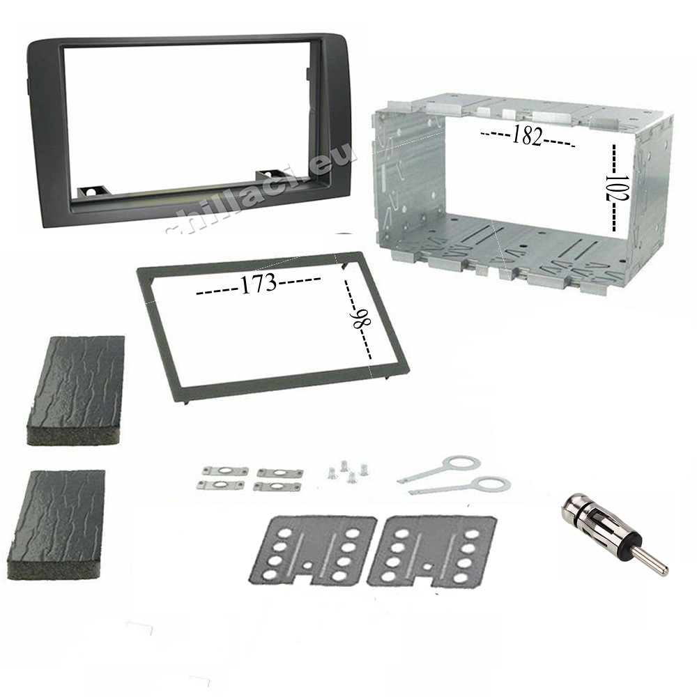 Kit mascherina adattatore autoradio 2 DIN con plancia per Fiat Idea