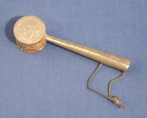 vintage metal baby rattle