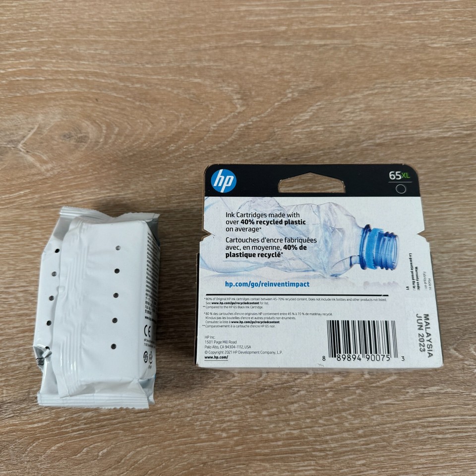 HP 65XL Black Genuine Ink Cartridge Expire 06/2023 + 65 TriColor LOT 2