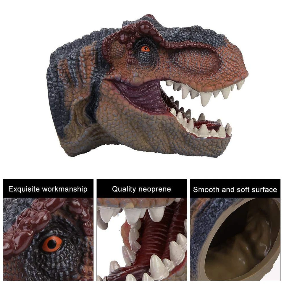 2 St Dinosaurier Handpuppe Tierkopf Set Spielzeug Kinder Dino-Party - Bild 3 von 4