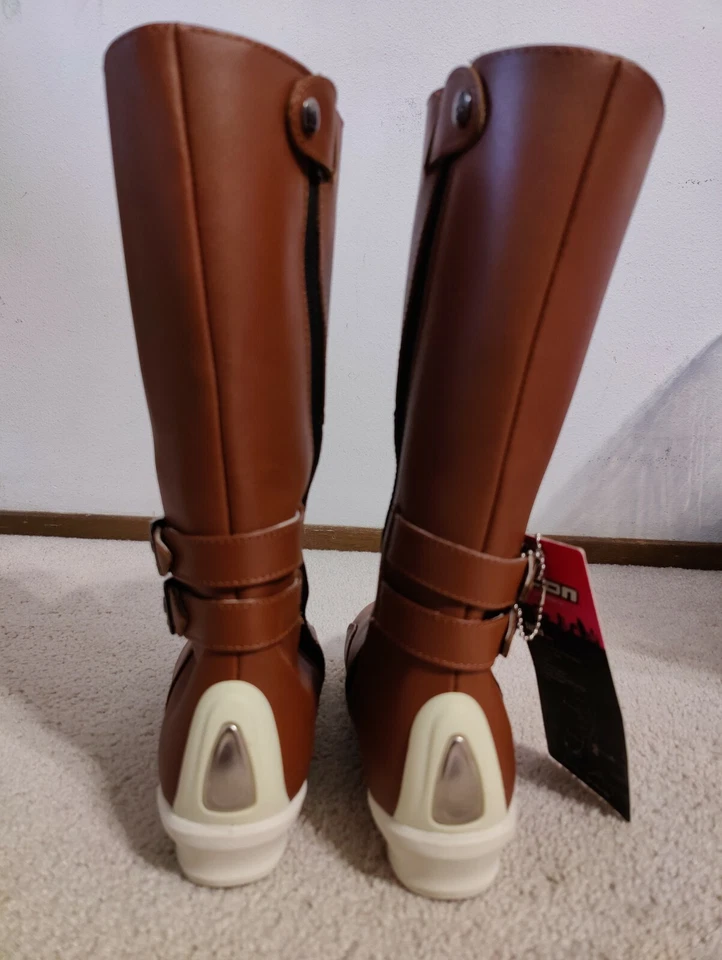 Icon Sacred 棕色皮革女式摩托车骑行靴,7.5 码 — 第 4/4 张图片