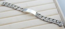 8" Men's Sterling Sculptured Cuban Curb Link ID Bracelet British HLMK H & M
