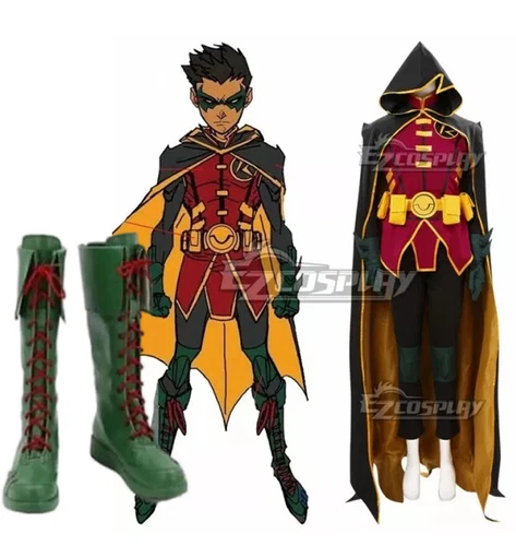 DC Damian Wayne Robin Cosplay Costume Shoes Boots set - Imagen 1 de 11