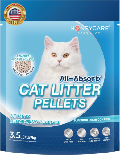 Honey Care Cat Litter Pellets, Zeolite, Long-Lasting Odor Control Non-Climping